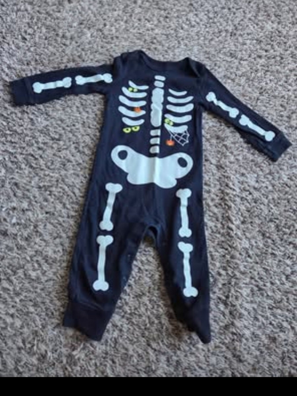 Kids Black Glow-In-The-Dark Skeleton One-Piece